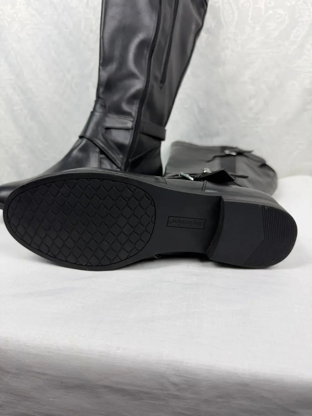Comfortview Black Embroidered Western Cowboy Boots 10WW Studded